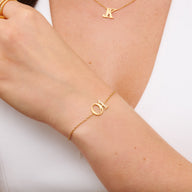 Double Initial Crystal Bracelet (Gold)
