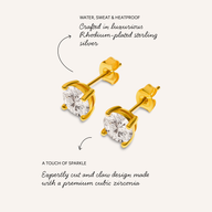 Round Solitaire Stud Earrings 1ct (Gold)