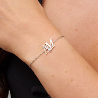 Double Initial Crystal Bracelet (Silver)