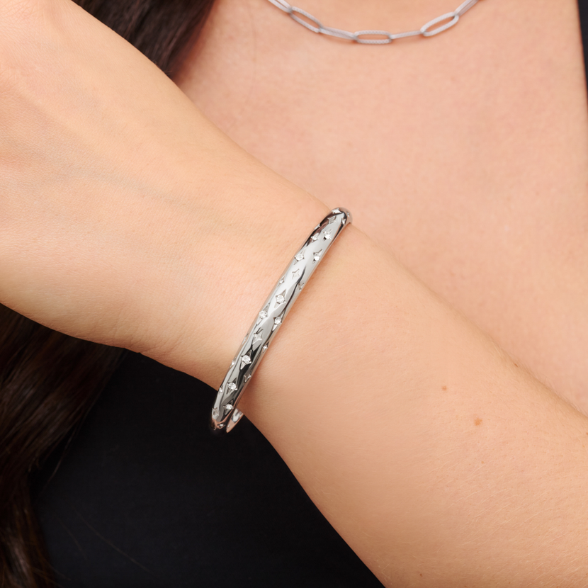 Moon and Back Bangle (Silver)