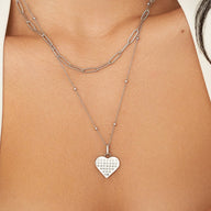 Custom Calendar & Fingerprint Heart Necklace (Silver)