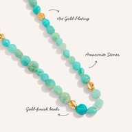 Amazonite & Gold Beaded Necklace (Gold)