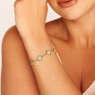 Amazonite Multi Clover Bracelet (Gold)