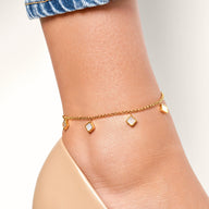 Mini Pearl Clover Anklet (Gold)