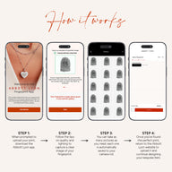 Custom Calendar & Fingerprint Heart Necklace (Gold)