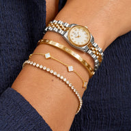 Belgravia Pearl Watch 23 & Crystal Bracelet Set (Gold)