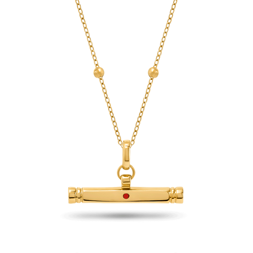 Confetti Birthstone T-bar Necklace (Gold)