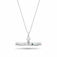 Confetti Birthstone T-bar Necklace (Silver)