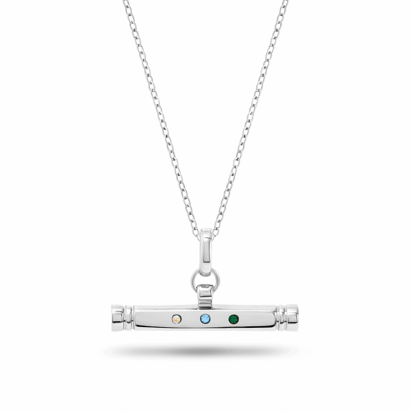 Confetti Birthstone T-bar Necklace (Silver)