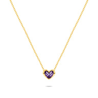 Mini Heart Birthstone Necklace (Gold)
