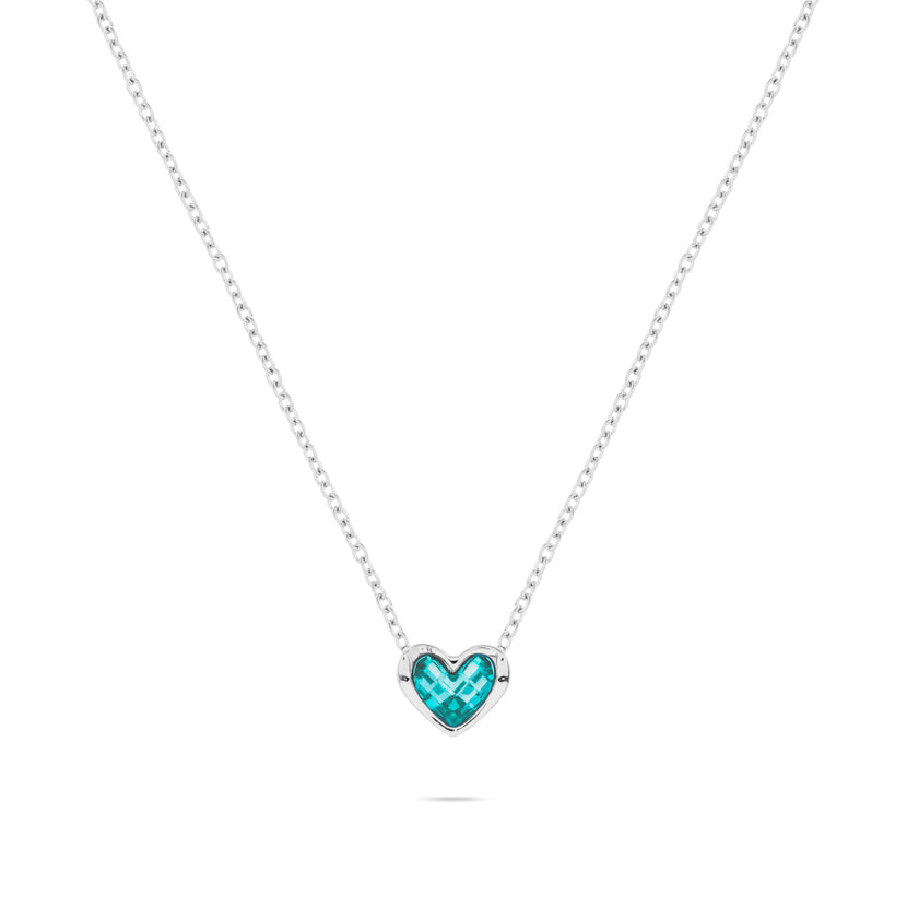 Mini Heart Birthstone Necklace (Silver)