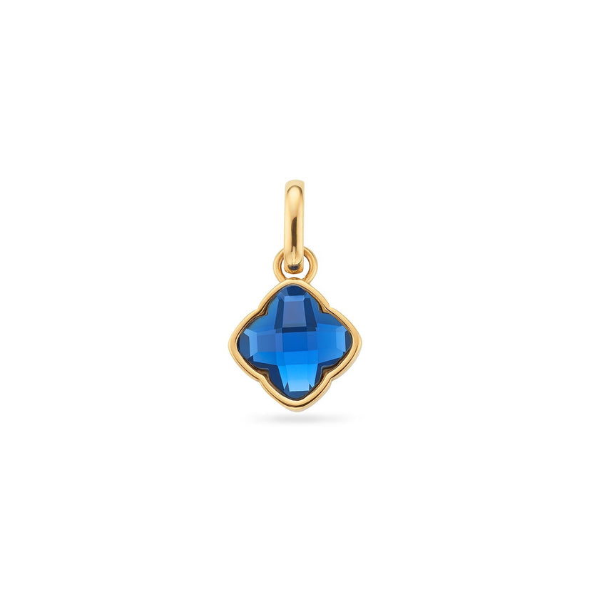Faceted Birthstone Clover Pendant (Gold)