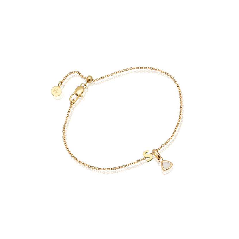 Birthstone & Made Mine Letter Bracelet (Gold)