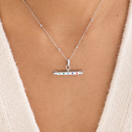 Confetti Birthstone T-bar Necklace (Silver)