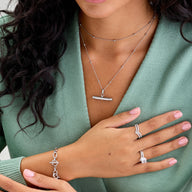 Confetti Birthstone T-bar Necklace (Silver)