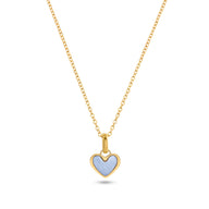 Light Blue Lace Agate Heart Necklace (Gold)