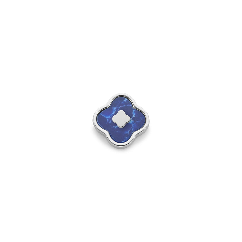 Blue Lace Agate Clover Charms (Silver) - Initials