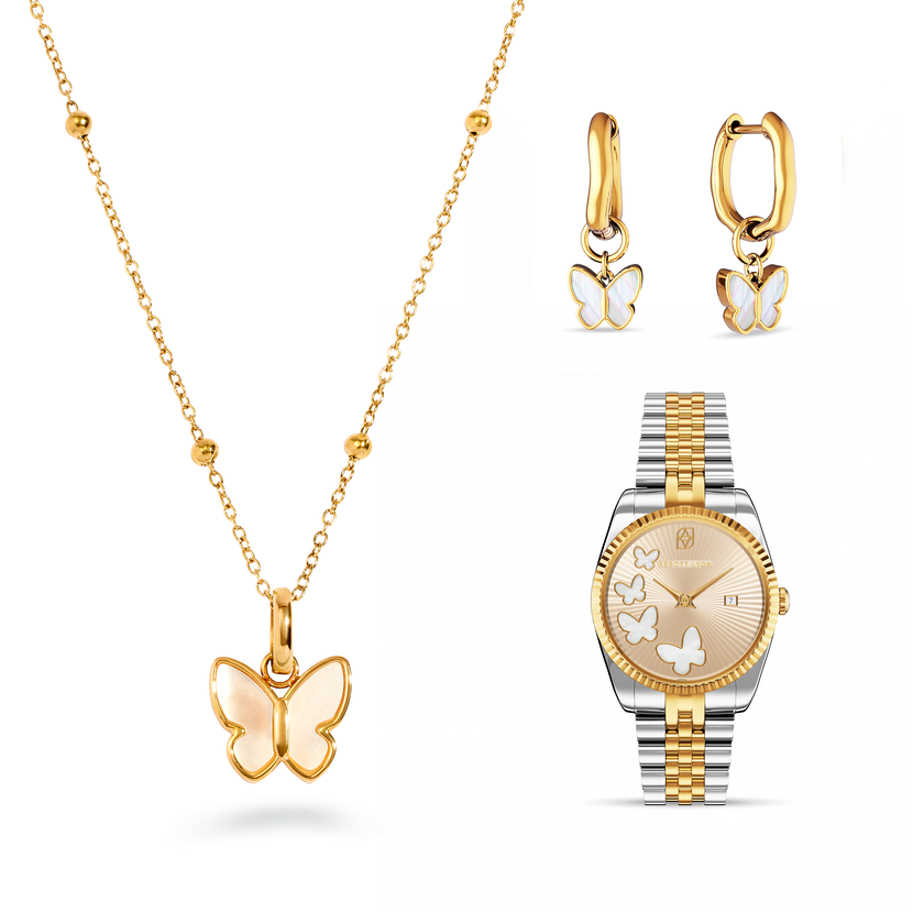 Pearl Butterfly Set (Gold)