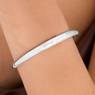 Custom Handwritten Domed Bangle (Silver)