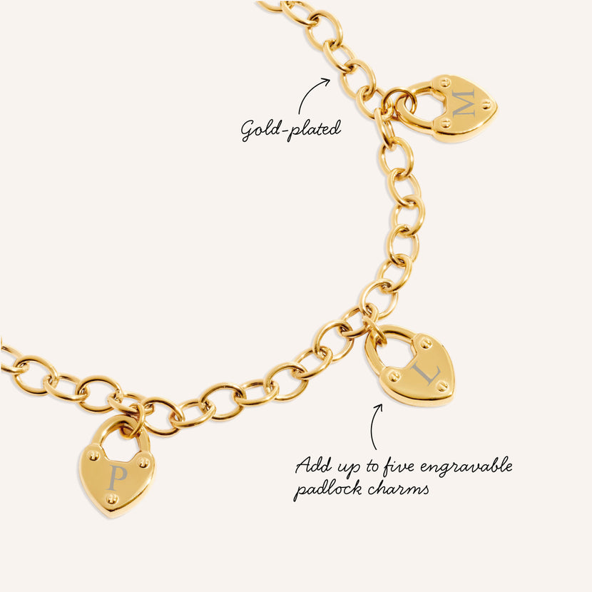 Custom Multi Love Locks Bracelet (Gold)