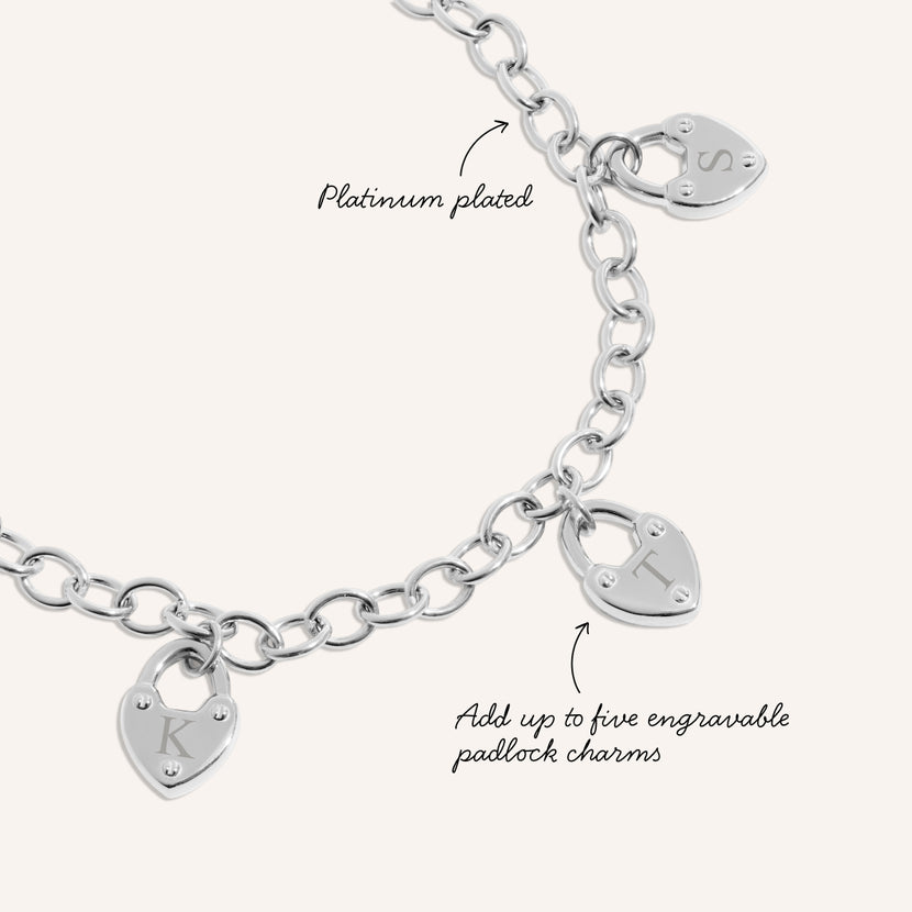 Custom Multi Love Locks Bracelet (Silver)