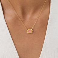 Pink Quartz Molten Necklace (Gold)