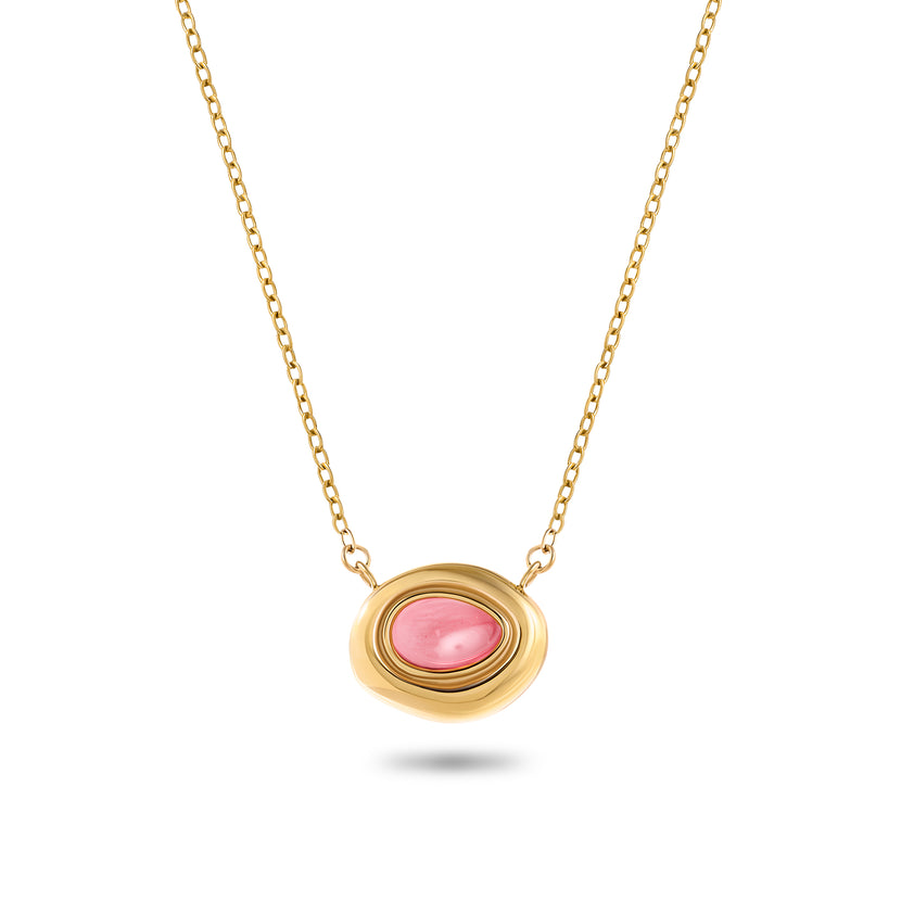 Pink Quartz Molten Necklace (Gold)