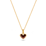 Chocolate Brown Heart Necklace (Gold)