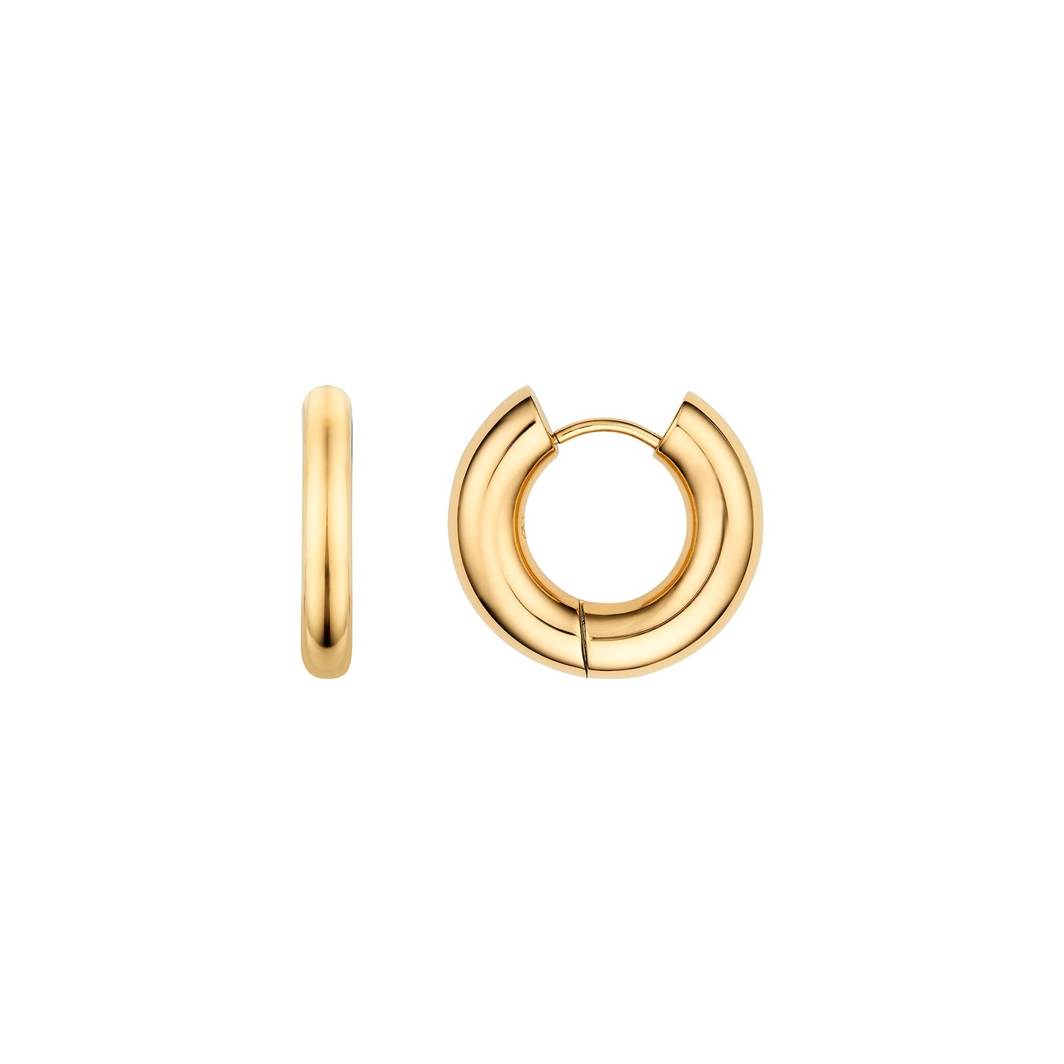 Small Chunky Huggie Hoop Earrings (Gold) - Main Image