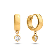 Chunky Heart Huggie Hoop Earrings (Gold)