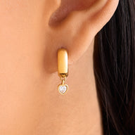 Chunky Heart Huggie Hoop Earrings (Gold)