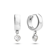 Chunky Heart Huggie Hoop Earrings (Silver)