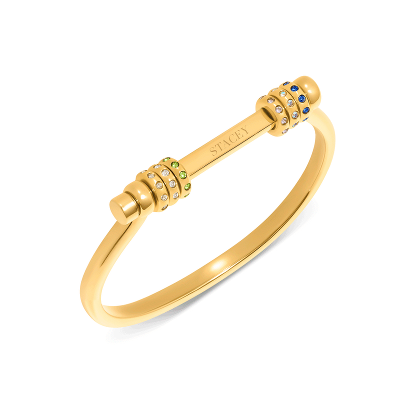 Personalised Confetti Charm Bangle (Gold)