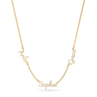 Multi Crystal Cursive Name Necklace (Gold)