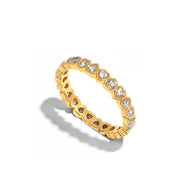 Crystal Heart Tennis Ring (Gold)