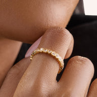 Crystal Heart Tennis Ring (Gold)