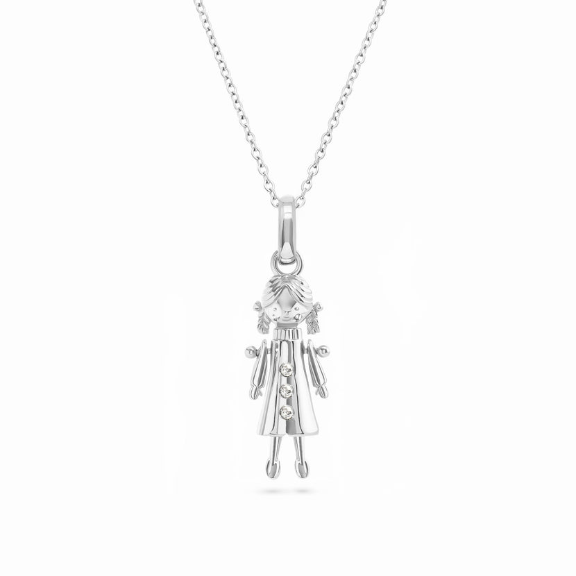 Crystal Ragdoll Necklace (Silver)