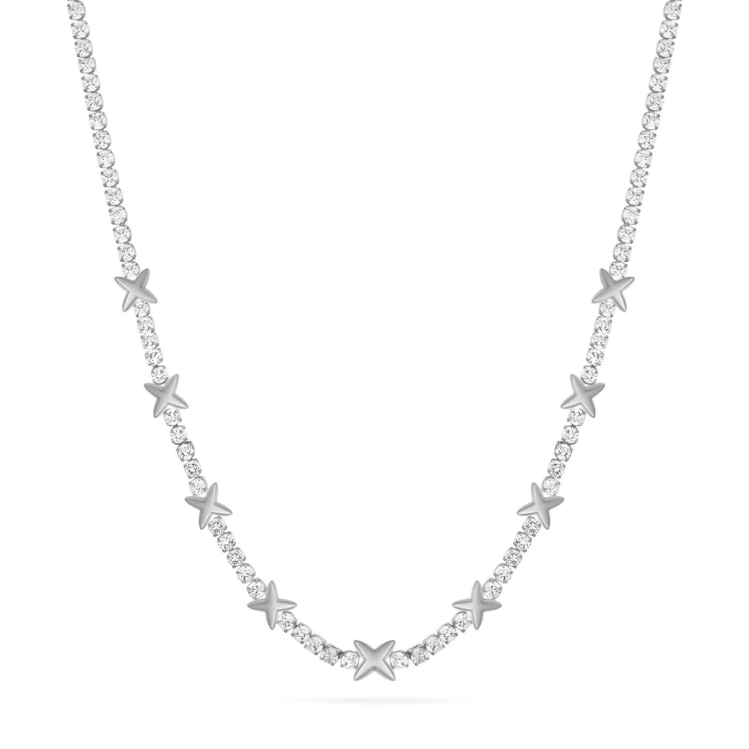 Crystal Fixed Charm Necklace (Silver) - Main Image