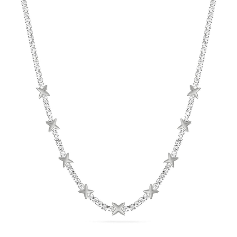 Crystal Fixed Charm Necklace (Silver)