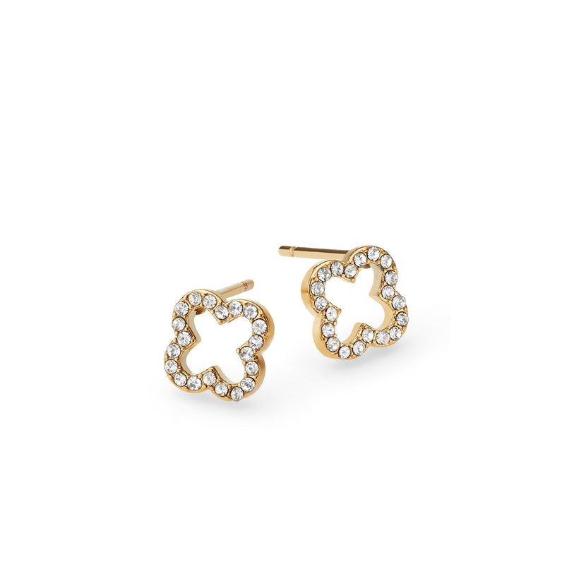 Crystal Clover Studs (Gold)