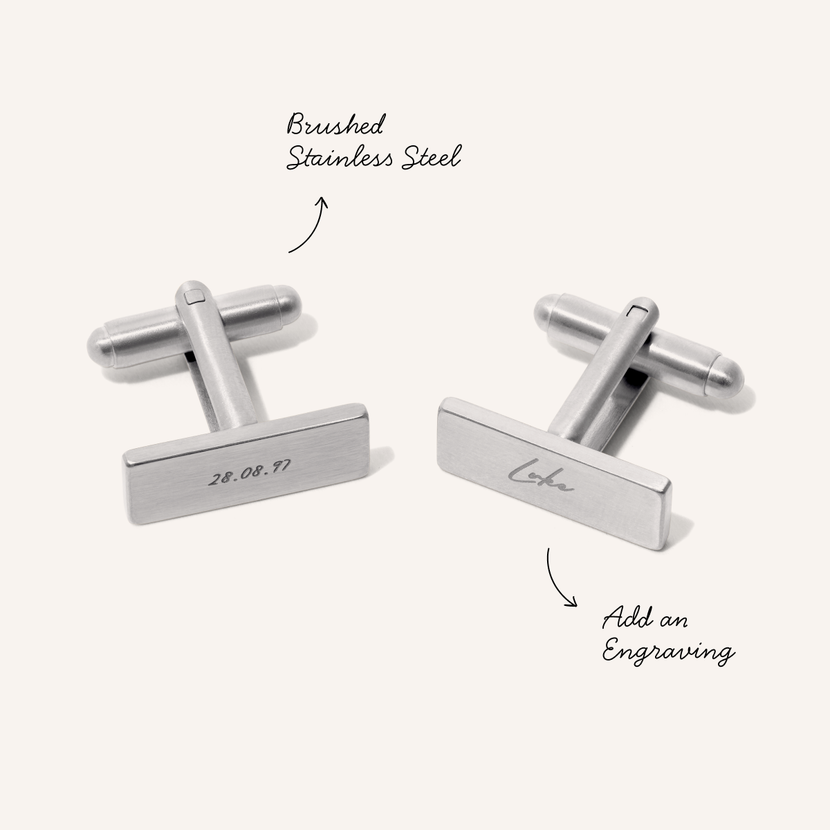 Men's Rectangular Engravable Cufflinks (Silver)