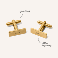 Men's Rectangular Engravable Cufflinks (Gold)