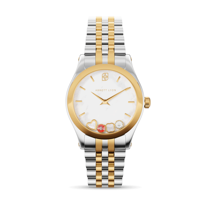 Two Tone Floating Charm Watch
