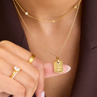 Fingerprint Written In The Stars Tag Necklace (Gold)