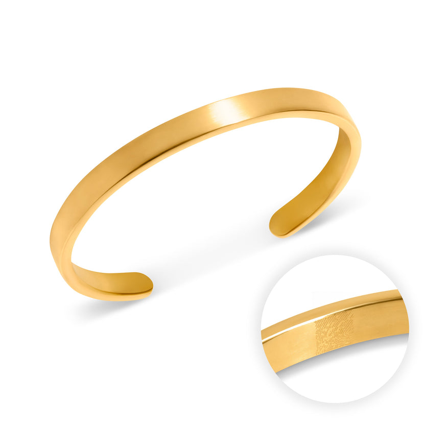 Custom Fingerprint Memento Cuff Bangle (Gold)