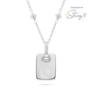 Fingerprint Moon & Star Tag Necklace (Silver)