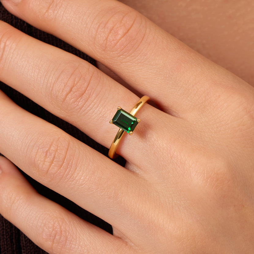 Birthstone Emerald Cut Legacy Ring 1ct (Gold)