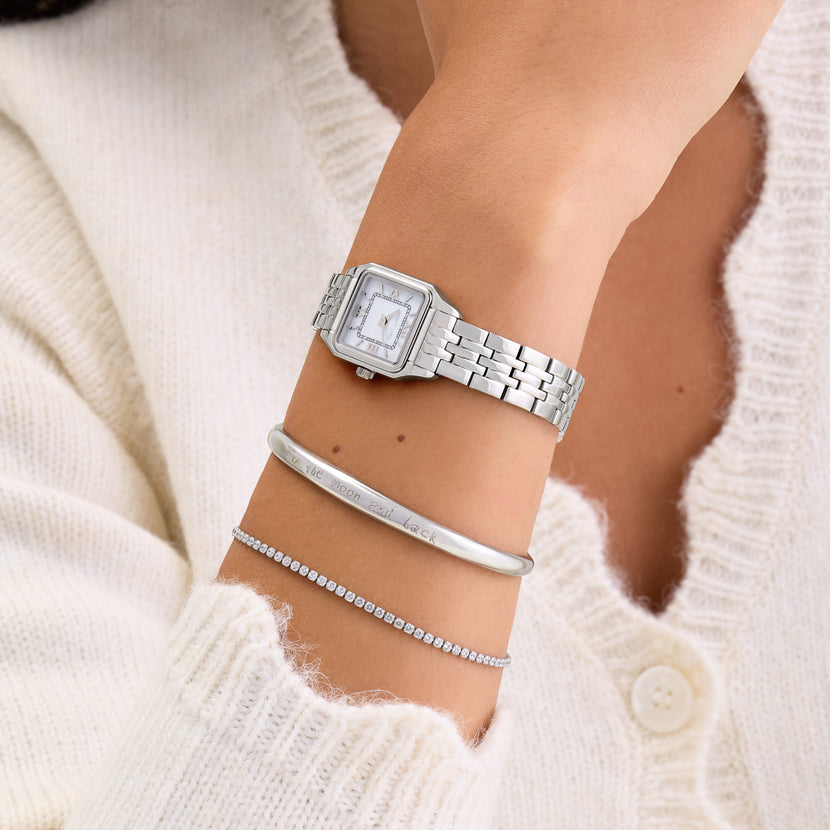 Custom Handwritten Domed Bangle (Silver)