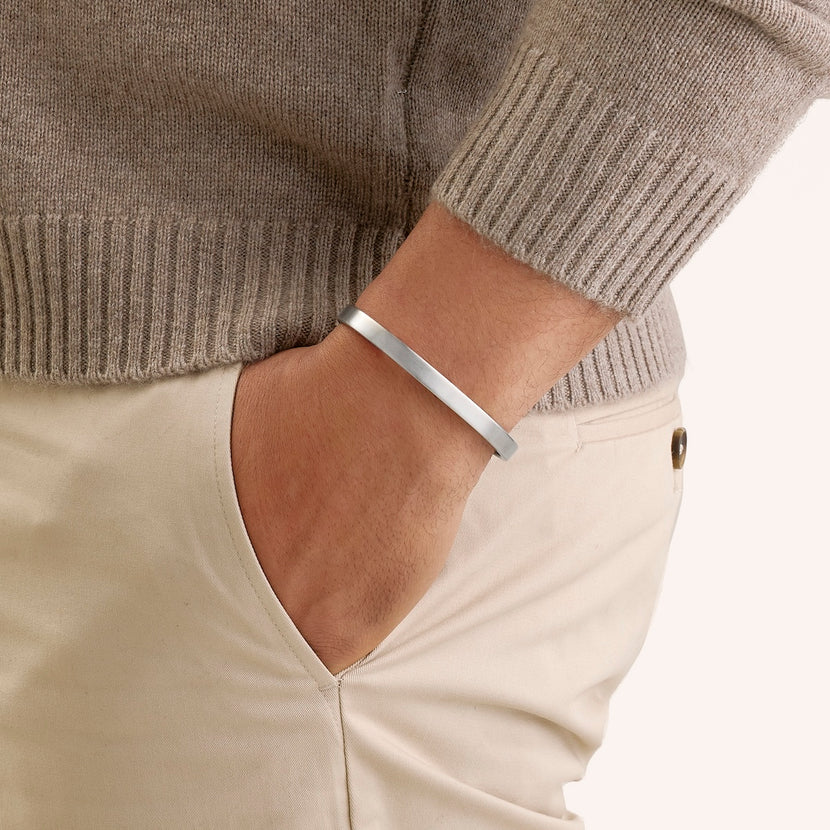 Custom Fingerprint Memento Cuff Bangle (Silver)