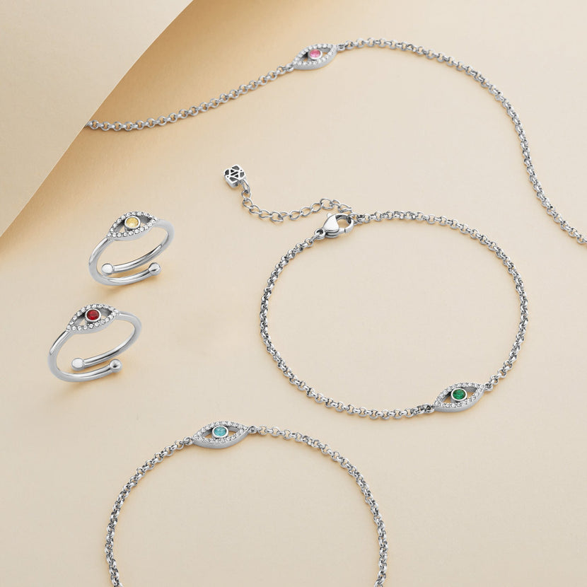 Custom Evil Eye Bracelet (Silver)